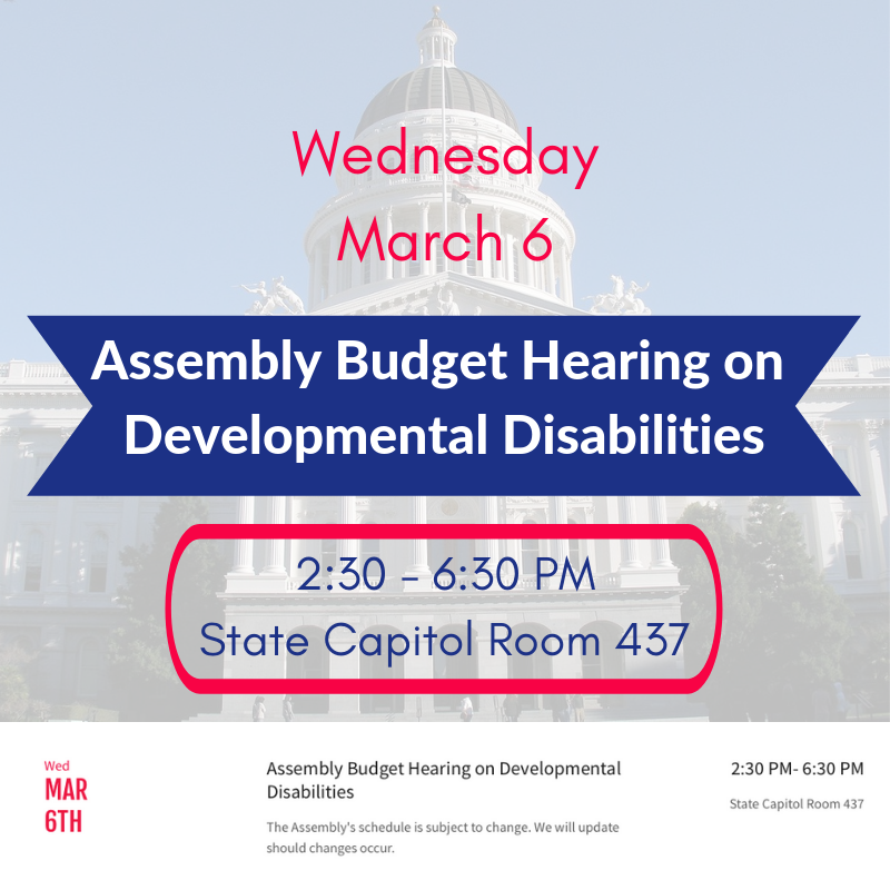 Assembly Budget Hearing on Developmental Disabilities