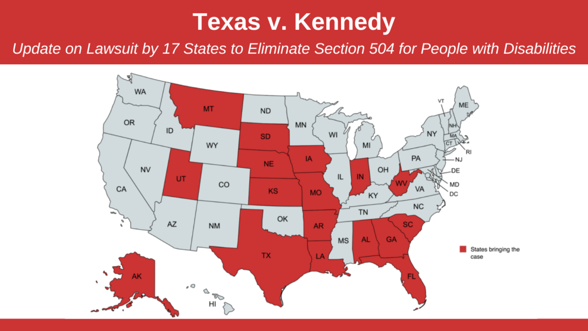 Texas v Kennedy Section 504 lawsuit map